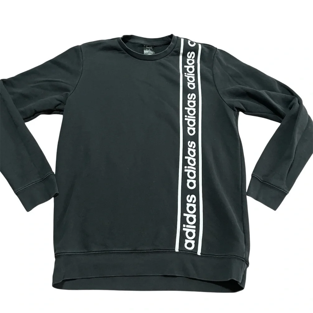 Adidas Black and White Crewneck Sweatshirt Size Large Long Streetwear Arhletic